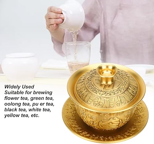 Beufee Tasse à thé chinoise, 300 ml, tasse à thé avec couvercle, soucoupe, tasse à thé Kung Fu, tasse à thé en laiton, bol à thé, tasses à thé traditionnelles chinoises avec couvercle et - Nail Gallerys