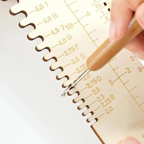 Haptufer RèGle à Tricoter pour Chaussettes, Jauge de Taille D'Aiguille à Tricoter en Bois, Outil de Mesure, RèGle PréCise pour Chaussettes, Bloqueur de Tricot pour Bricolage - Nail Gallerys