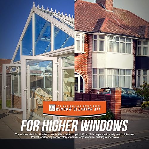 Kit de nettoyage de vitres professionnel - 158 cm - Avec tête pliable et tige en aluminium - Pour fenêtres hautes - Kit complet - Nail Gallerys