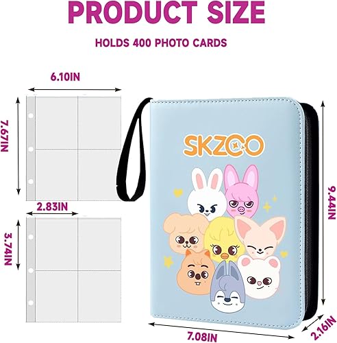 Stray Kids Photocard Holder，Album Cartes Stray Kids，SKZ Albums Photo，SKZoo Albums Pour Cartes à Collectionner，Binder Kpop，400 Cartes，Cadeaux de Fans pour Garçons et Filles - Nail Gallerys