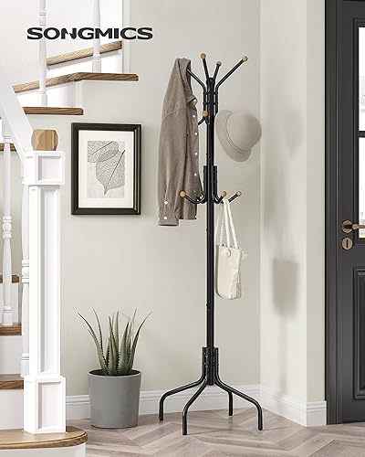 SONGMICS Porte-manteau sur Pieds, avec 12 Crochets, 4 Pieds, pour Manteaux, Chapeaux, Sacs, pour Entrée, Chambre, Bureau, Blanc RCR031W01 - Nail Gallerys