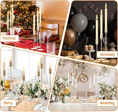 6Pcs Bougeoir Doré 32/27/22cm, Candélabre pour Bougies épaisseur 2.2 CM, Bougeoirs Détenteurs Métal Rétro, Décorations Chandelier Chandelle, Porte-Bougie pour Fêtes Maison, Mariages, Dîners, Cheminée - Nail Gallerys