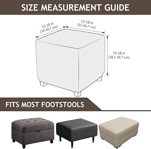 Hearda Housse Ottomane Carré, Gaufre Housse de Protection pour Repose-Pieds rectangulaire, Housses de Pouf Extensible avec Fond Élastique Antidérapante Lavable (Rose,1 pièce) - Nail Gallerys