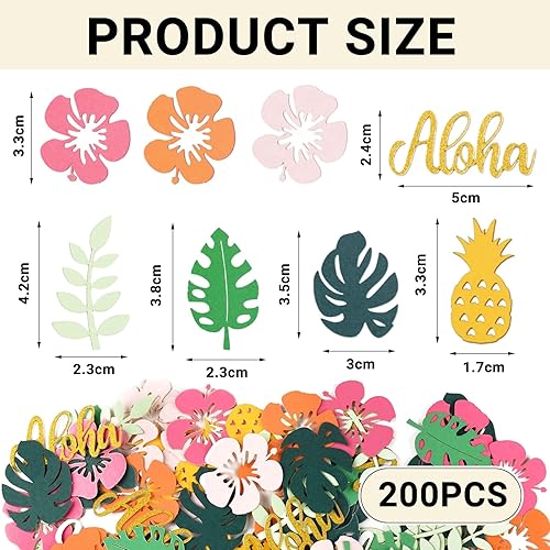BelleVive 200 pièces décoration de Table Hawaii confettis fête Aloha Feuilles de Palmier Fleurs Ananas été fête sur la Plage Mariage fête à thème Tropicale décoration Table Plage été - Nail Gallerys