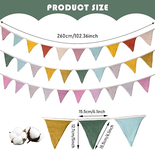 3 Pièces Guirlande De Fanions pour Chambre d'enfant, 2,6 M Guirlande Fanion, Bannière De Drapeau Triangulaire en Tissu, Guirlande Fanions, Fanions Bannière pour Lit d'enfant, Décoration Murale - Nail Gallerys