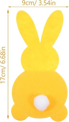 Kichvoe Lot de 4 porte-couverts en feutre pour couteaux, fourchettes, Pâques, décoration de table de mariage, anniversaire, fête, jaune - Nail Gallerys
