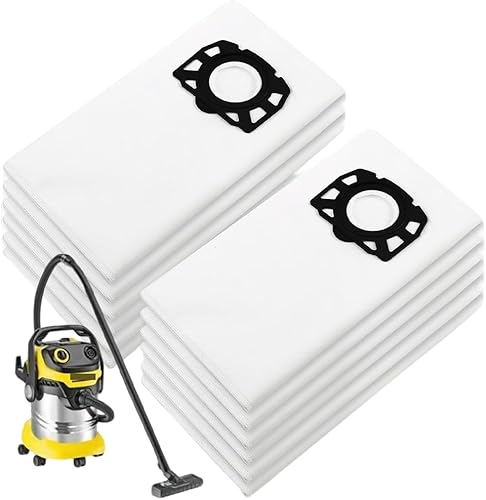 KFI 357 Lot de 12 sacs d'aspirateur pour Kärcher WD3/MV3//KWD1/KWD2/KWD3/SE4001/SE4002, accessoires Kärcher, sacs filtrants en non-tissé pour aspirateur eau et poussière avec disque en plastique - Nail Gallerys