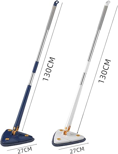 Balai de Nettoyage Triangulaire Rotatif à 360 degrés, réglable, Outil de Nettoyage Multifonction, serpillière à Presser Automatique (Balai Bleu + 5 Chiffons de serpillière) (Bleu) - Nail Gallerys