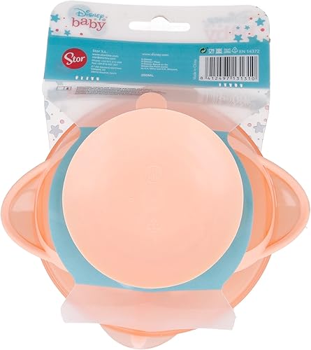 STOR Bol antidérapant avec Couvercle et cuillère Minnie pour Enfants en Plastique de qualité Alimentaire, résistant au Micro-Ondes et réutilisable. - Nail Gallerys