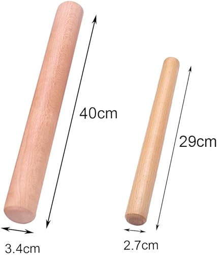 Zasiene Rouleau à Pâtisserie Rolling Pin 2 Pièces Rolling Pin en Bois de Hêtre Naturel Bois Accessoire pour Gâteau Pizza,(40cm & 29cm) - Nail Gallerys