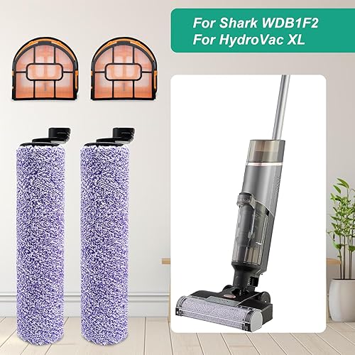 KiimSin Accessoires pour Shark WDB1F2 pour HydroVac XL 3 en 1, pièces de rechange pour Shark pour HydroVac WD101 WD201 WD100 WD200 AW201 WD200C WD201C WD101C, 2 brosses à rouleau + 2 filtres - Nail Gallerys