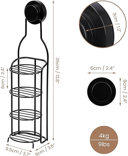 BELLE VOUS Porte Produit Douche en Fer Noir à 4 Niveaux - Serviteur de Douche Suspendu sans Perçage à Ventouse Adhésive - Support Rangement Antirouille pour Rasoirs, Éponges, Shampoing, Savon - Nail Gallerys