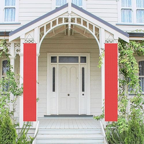 Bannière de porche à pois rouges et blancs - Décorations de fête, toile de fond à suspendre pour porte, maison, intérieur et extérieur - Nail Gallerys