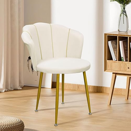 Chaise de maquillage ergonomique, chaise moderne en forme de pétale avec pieds en métal, siège confortable en éponge avec pieds dorés, chaises d'appoint élégantes pour salon, chambre, salon, bureau - Nail Gallerys