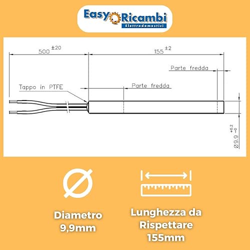 Easyricambi Bougies d'allumage pour poêle à pellets 300 W 155 mm ; diamètre 10,2 mm ; pour la Nordica Extraflame - Nail Gallerys