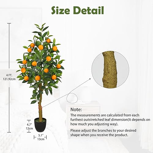 Oairse Plantes artificielles de 120 cm - Grand oranger artificiel en pot - Pour l'intérieur et l'extérieur - Décoration moderne - Pour salle de bain, salon, chambre à coucher, balcon - Nail Gallerys