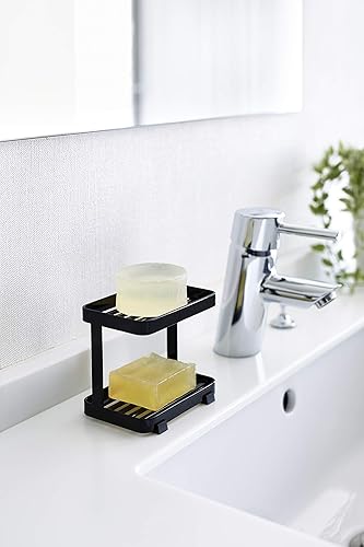 Yamazaki 3602 Tower 2~Tiered Soap Tray, Black, Steel, 11 x 7.5 x 9.5 cm - Nail Gallerys