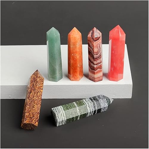 GURSAC Cristal Brut Très Beau Cristal Naturel Point améthyste Colonne Quartz Rose spécimen de Roche décor à la Maison Pierre Reiki (Color : Fireworks Stone, Size : 7-8cm) - Nail Gallerys