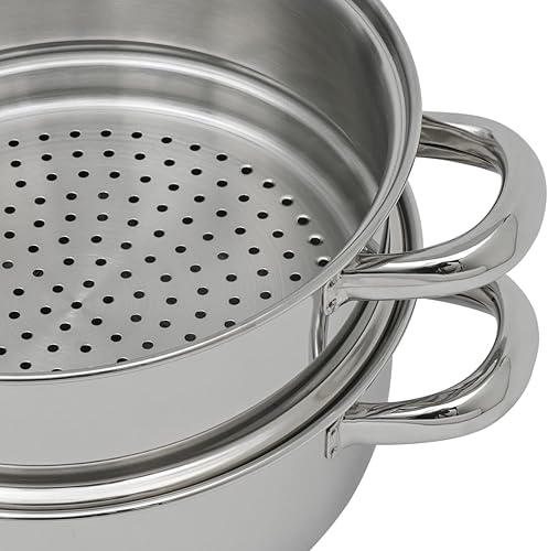 ARTAME 32524, Cuiseur Vapeur Inox 2 étages, Cuiseur Riz, Tous feux dont induction, Diamètre 24 cm, 9,5 l, 3 à 4 personnes, Tout Inox - Nail Gallerys