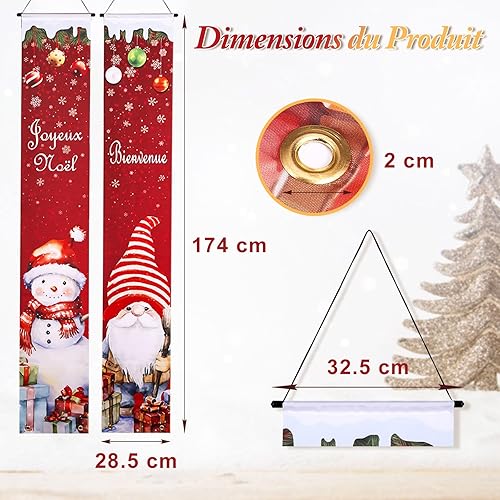 GWHOLE Bannière Noël 2Pcs Banniere Noel Exterieur Banniere de Porte en Français Banderole Noel Decoration Noel Exterieur Bannière Accrochée à la Porte pour Noël - Nail Gallerys