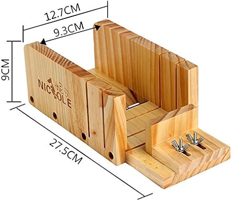Nicole Soap Cutter Tool Set-3 Boîte de coupe de pain de bois réglable multifonction avec lame ondulée et droite en acier inoxydable - Nail Gallerys