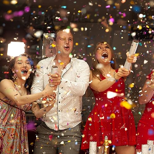 PrimePure Canon Confettis Multicolore Pailletés - Lot de 2 - Canon a Confettis pour Anniversaire, Fete, Mariage, et Événements Festifs - Party Poppers Métalliques Déchiquetés Confetti - Nail Gallerys