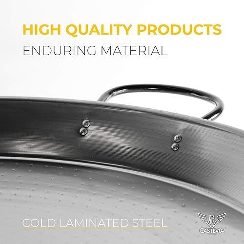 VAELLO - Plat à Paella en Métal - Plat de Cuisson Résistant - Accessoire de Cuisine Extérieure Facile à Nettoyer - Poêle à Paella à 2 Poignées - Ø 70 cm - Nail Gallerys