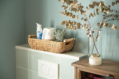 Decorasian Panier de rangement tressé en jacinthe d'eau - Panier de rangement pour papier toilette ou serviettes - Long et étroit pour le rangement dans la salle de bain Naturel 43 cm - Nail Gallerys