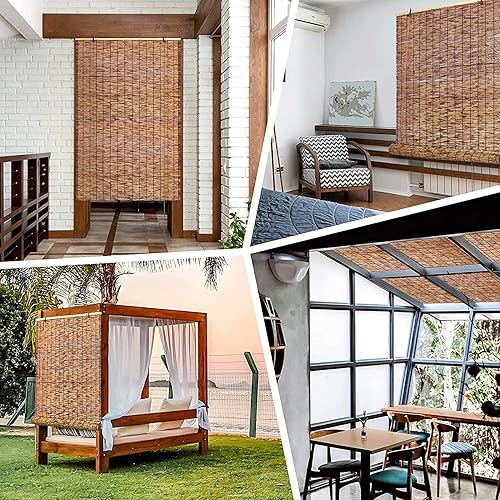 Store Bambou Exterieur,Rideau Pergola Rideaux Terrasse,Store En Bambou Enroulable,Store Occultant,Stores À Rouleaux Romains,Respirant/écologique/Naturel,pour Portes et Fenêtres ( Size : W140xH180cm/55 - Nail Gallerys