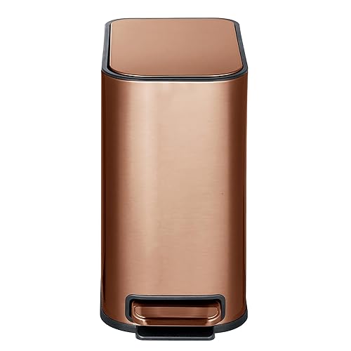 RedFactor Petite Poubelle à Pédale Fine 5L en Acier Inoxydable – Couvercle à Fermeture Douce et Seau Intérieur Amovible pour Salle de Bain, Cuisine ou Bureau (Blanc Métallique) - Nail Gallerys