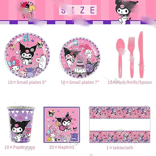 Roffatide 81 set mignon Cinnamoroll anime Party assiettes, tasses et serviettes en papier pour fille garçon anniversaire kawaii partie fournitures anime fille anniversaire décorations pour 10 invités - Nail Gallerys