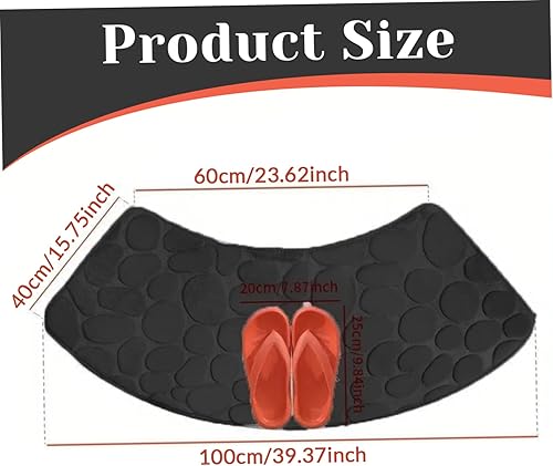 Tapis de Douche incurvé, Tapis de Douche antidérapant en Quart de Cercle, Tapis de Douche d'angle, Tapis de Salle de Bain en Forme d'éventail pour Cabine de Douche en Quart de Cercle, Noir - Nail Gallerys