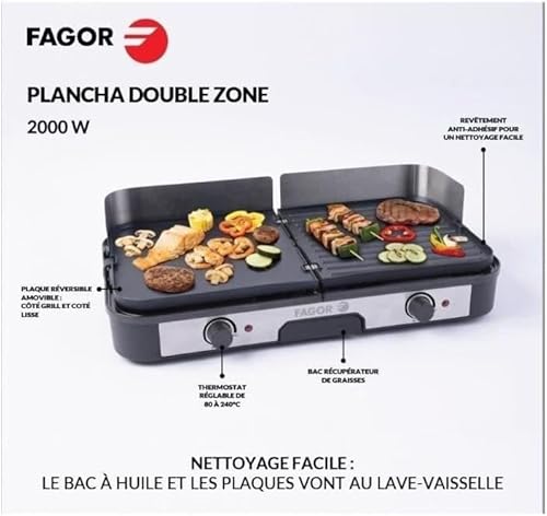 Plancha Electrique - Planche FAGOR - FG823 - Inox Extra Large - 2200 W - Nail Gallerys