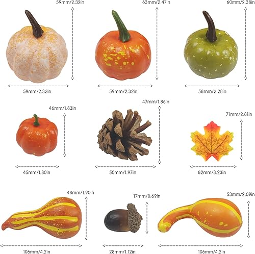 GZGXKJ 50 Pièces Citrouilles Artificielles Ensemble De Décoration d'automne Mini Citrouille Halloween Décoration Cônes de Pin Et Glands pour Automne Halloween Thanksgiving Décoration - Nail Gallerys