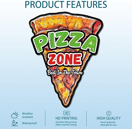 GLOBLELAND Plaque en Métal Vintage 'Pizza Zone Best In The Town ' Alimentaire Rétro Plaque Décoration Murale en Métal pour la Maison la Cuisine les Cafés les Bars les Restaurants Restauration - Nail Gallerys