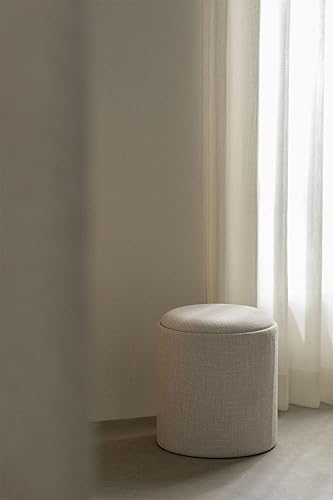 SKLUM Puff Rond avec Plateau et Rangement en Lin Berkeleni Ø39 cm - Nail Gallerys