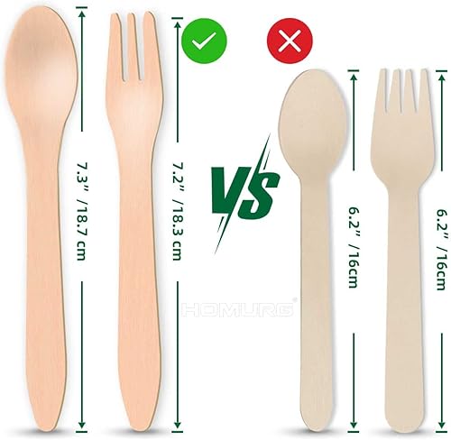 HOMURG Lot de 100 cuillères et fourchettes jetables en bois pour 50 invités, couverts de fête respectueux de l'environnement avec 50 fourchettes en bois + 50 cuillères 50 pièces, couverts en bois de - Nail Gallerys