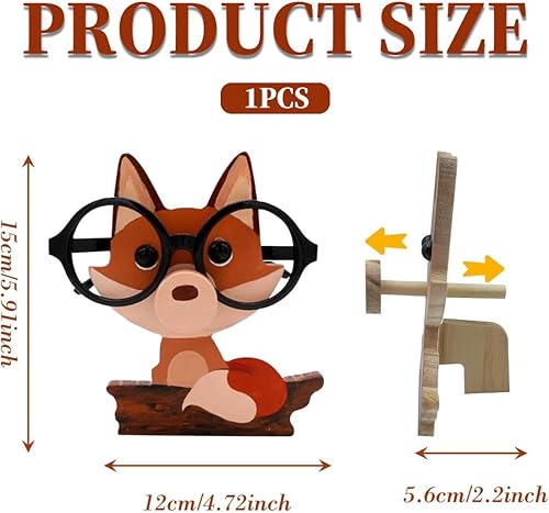 SIRLOMU 1 Bloc Support de Lunettes en Bois Sculpté Renard, Puzzle 3D en Bois, Présentoir à Lunettes de Soleil, Cadeau Unique, Décoration de Bureau pour Maison ou Bureau (13x11x3,5cm) - Nail Gallerys