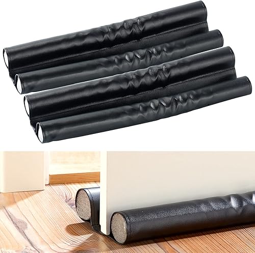 infactory 2 Doubles boudins isolants pour Portes et fenêtres - Cuir Noir - Nail Gallerys