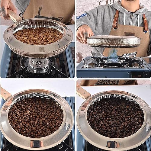 UGCER Outil de torréfaction de café, torréfacteur de café en Acier Inoxydable avec Manche en Bois, Outil de Cuisson de Cuisine à Domicile - Nail Gallerys