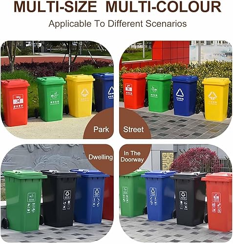 Poubelle d'extérieur robuste de 120 l avec couvercle et roulettes de qualité commerciale pour une utilisation en extérieur Rouge - Nail Gallerys