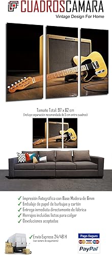 Tableau Moderne Photographique, Impression sur bois, Musique, Guitare instrument Fender Stratocaster, Rock, 97 x 62 cm, ref. 26444 - Nail Gallerys