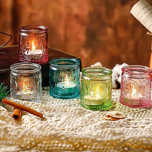 Lot de 12 photophores Vintage en Verre coloré pour Mariage, église, Chambre à Coucher et décoration de Table, fête d'anniversaire, Cadeaux Ensemble de 6 pièces (6, Rose) - Nail Gallerys