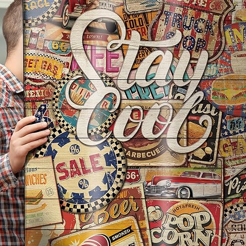 Vinyle adhésif décoratif pour réfrigérateur, spécial sans bulles, Stay Cool (Vintage) (60 x 185 cm) - Nail Gallerys