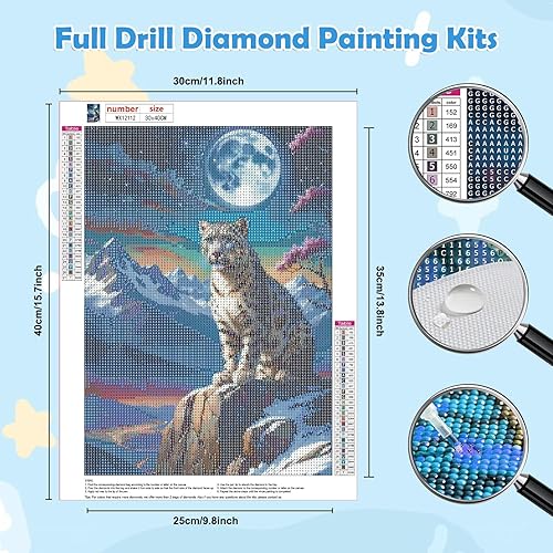 HEIBAGO 5D Bricolage Animaux Diamond Painting, Guépard Broderie Peinture Diamant pour Adultes, Diamond Painting Complet Diamant Kit Paysage Cristal Painting Artisanat pour Murale Décoration 30x40cm - Nail Gallerys