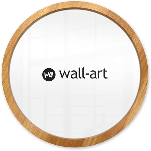 K&L Wall Art Cadre photo rond en bois naturel MDF avec support mural prémonté Cadre en bois moderne Pour poster Diamètre 50cm - Nail Gallerys
