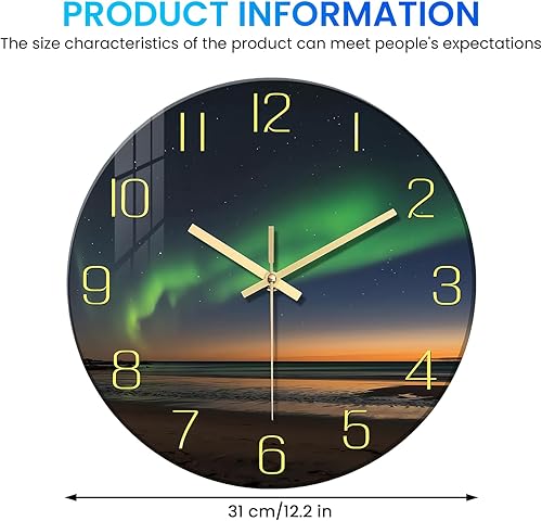 WIYETY Horloge Murale Silencieuse en Verre: Horloges Murales Rondes en Marbre de 30 cm, sans Tic-Tac, Horloge Murale Moderne Alimentée par Pile, pour Cuisine, Chambre, Salon, Bureau - Sans Pile - Nail Gallerys