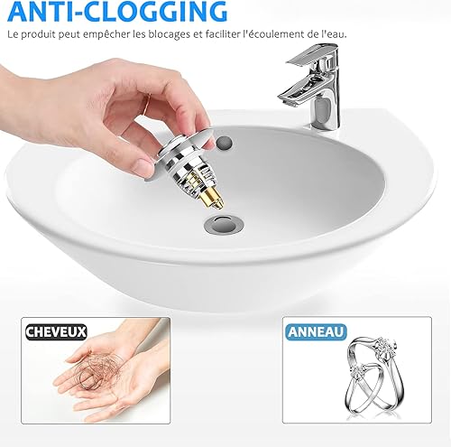 Bonde Lavabo Universel, EITEYI Bouchon de Vidange Amélioré, Pull Type Bonde Evier, Accélère Le Drainage sans colmatage, pour Baignoire, Cuisine, Lavabo (Orifice de Vidange 32-42mm) - Nail Gallerys