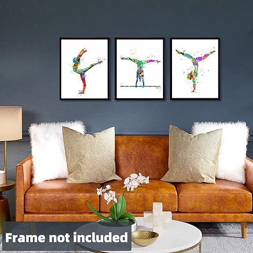 Linilioart Lot de 3 impressions murales de gymnastique - Décoration murale pour chambre de fille - Sans cadre (50 x 70 cm) - Nail Gallerys