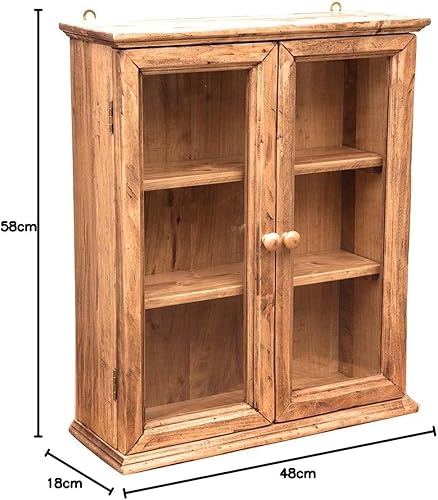 Biscottini Vitrine de Cuisine en Bois 58 x 48 x 18 cm | Oiattaia Shabby Chic Murale 3 étages Vintage 2 Portes | Meuble de Salle de Bain Suspendu, 58x48x18 - Nail Gallerys